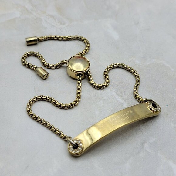 Michael Kors Logo Bar Chain Slider Bracelet Gold-Tone OS - Picture 3 of 13